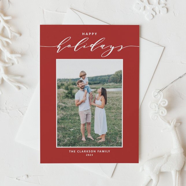 Festiva Tarjeta de vacaciones con tipografía moderna roja  (Subido por el creador)