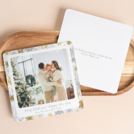 Festiva Tarjeta de vacaciones cuadrada de oro y plata para