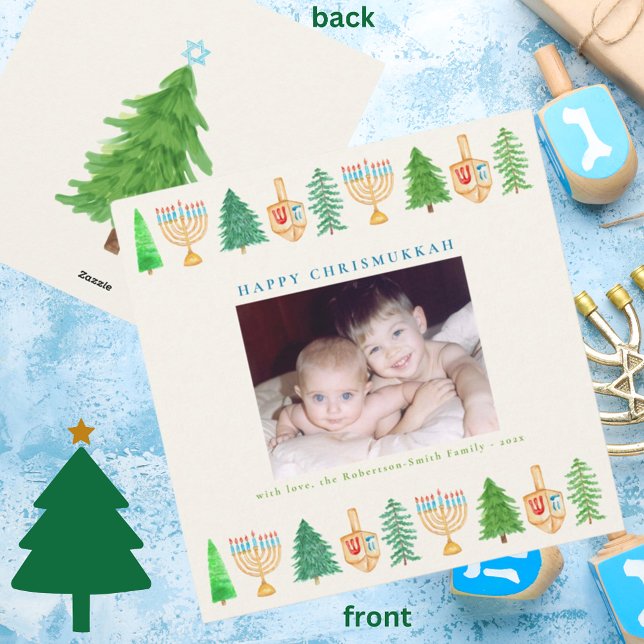 Festiva Tarjeta de vacaciones cuadrada Hanukkah Chrismukka (Subido por el creador)