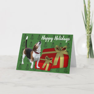 Festiva Tarjeta de vacaciones Cute Beagle Dog Navidades