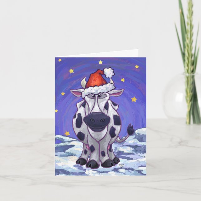 Festiva Tarjeta de vacaciones Cute Cow (Anverso)
