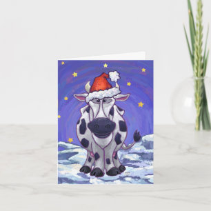 Festiva Tarjeta de vacaciones Cute Cow