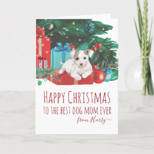 Festiva Tarjeta de vacaciones Cute Jack Russell Puppy Navi