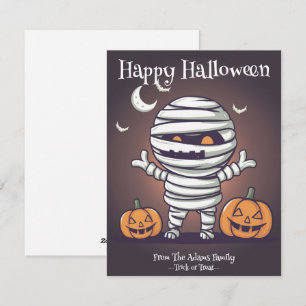 Festiva Tarjeta de vacaciones Cute Mummy Ilustracion Hallo