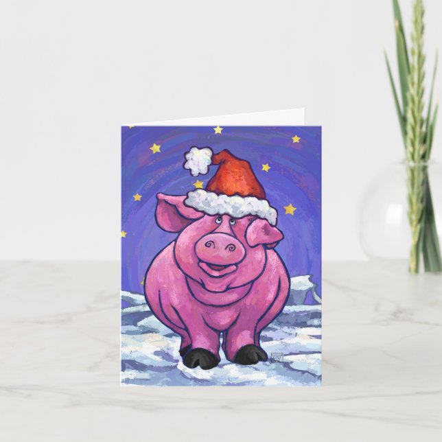 Festiva Tarjeta de vacaciones Cute Pig (Anverso)