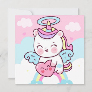 Festiva Tarjeta de vacaciones Cute Unicorn