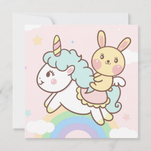 Festiva Tarjeta de vacaciones Cute Unicorn