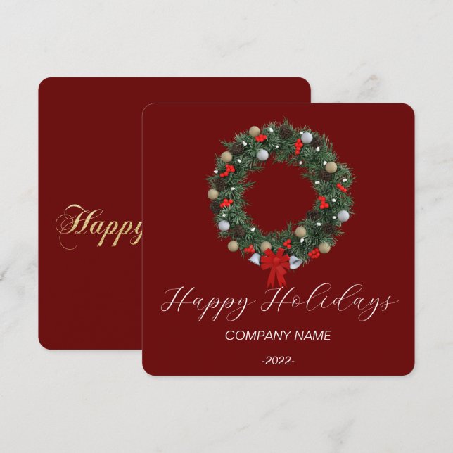 Festiva Tarjeta de vacaciones de acuarela elegante (Anverso / Reverso)