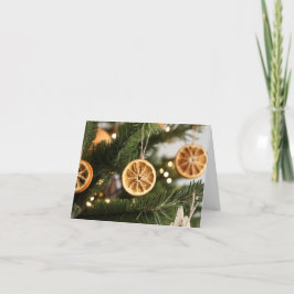 Festiva Tarjeta de vacaciones de adornos de naranja secos
