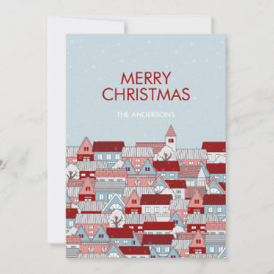 Festiva Tarjeta de vacaciones de aldea de navidades