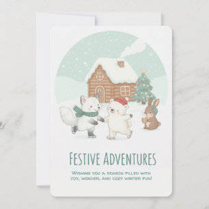 Festiva Tarjeta de vacaciones de amigos de invierno adorab