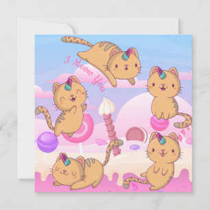 Festiva Tarjeta de vacaciones de amor para gato