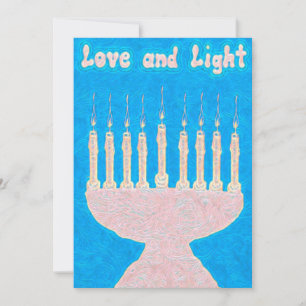 Festiva Tarjeta de vacaciones de amor y luz Hanukkah