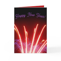 Tarjeta de vacaciones de Año Nuevo de fuegos artif