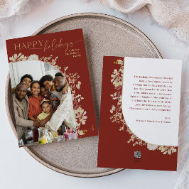 Festiva Tarjeta de vacaciones de arco floral rojo moderno 