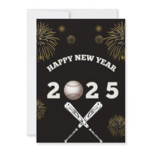Tarjeta de vacaciones de béisbol año nuevo 2025 fe