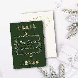 Festiva Tarjeta de vacaciones de Bow & Chic Trees Doodle v