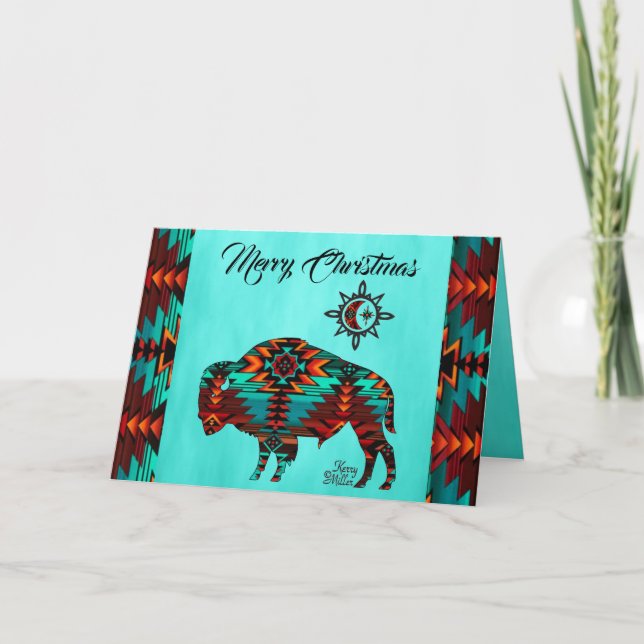 Festiva Tarjeta de vacaciones de búfalo del suroeste (Anverso)