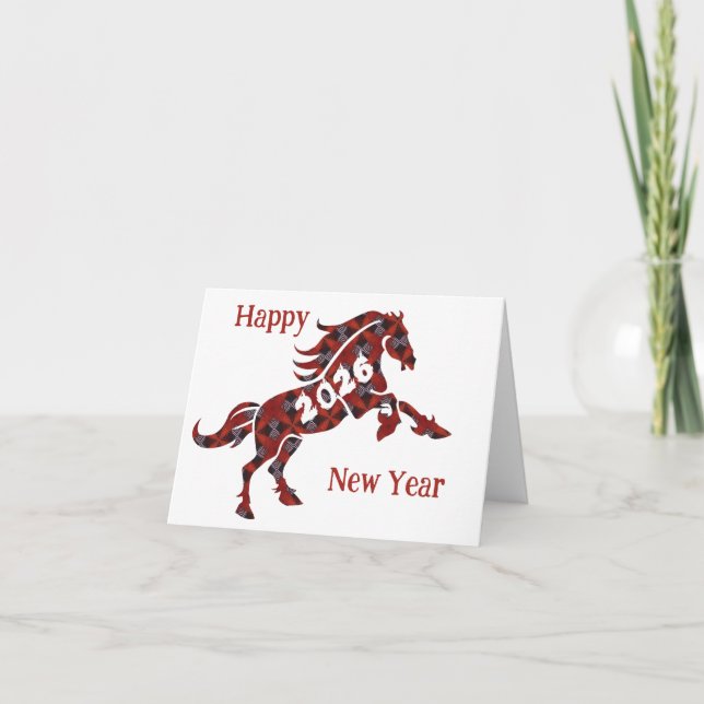 Festiva Tarjeta de vacaciones de caballo doblado 2026 (Anverso)