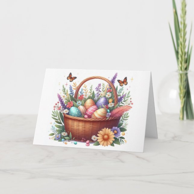 Festiva Tarjeta de vacaciones de cesta de huevos (Anverso)