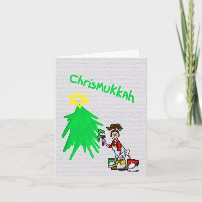 Festiva Tarjeta de vacaciones de Chrismukkah para pintores (Anverso)
