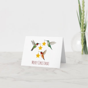 Festiva Tarjeta de vacaciones de colibríes doblados