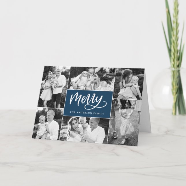 Festiva Tarjeta de vacaciones de Collage de fotos de Navid (Anverso)