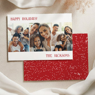 Festiva Tarjeta de vacaciones de Collage de fotos rojo mod