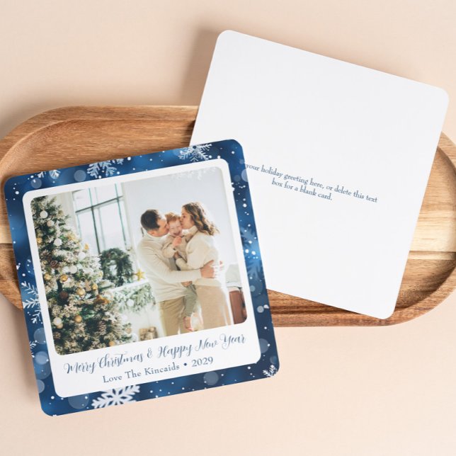 Festiva Tarjeta de vacaciones de copo de nieve azul elegan (Subido por el creador)