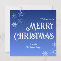Tarjeta de vacaciones de copo de nieve azul modern