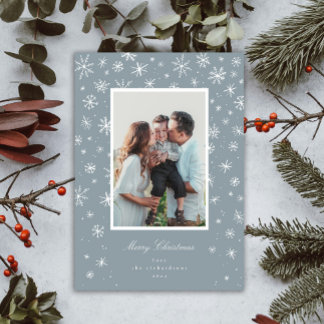 Festiva Tarjeta de vacaciones de copo de nieve dibujado a 