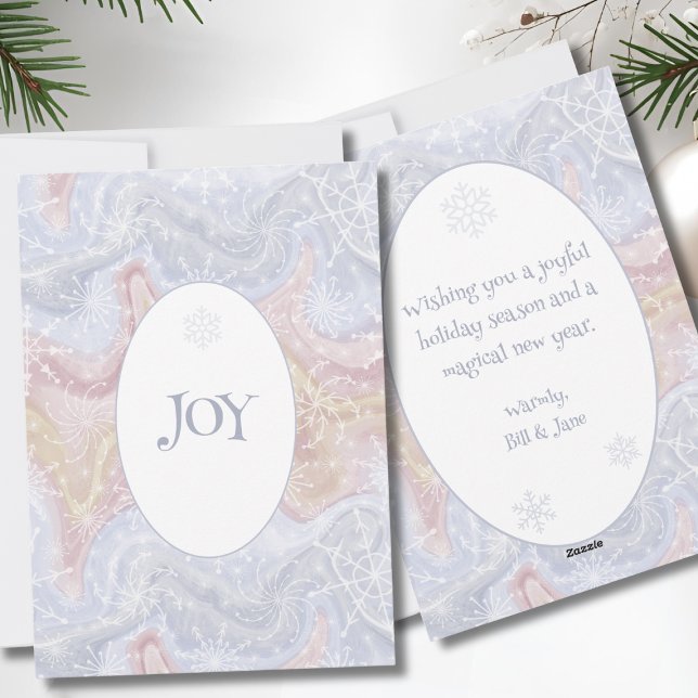 Festiva Tarjeta de vacaciones de copo de nieve JOY – Mensa (Snowflake Joy Holiday Flat Card)