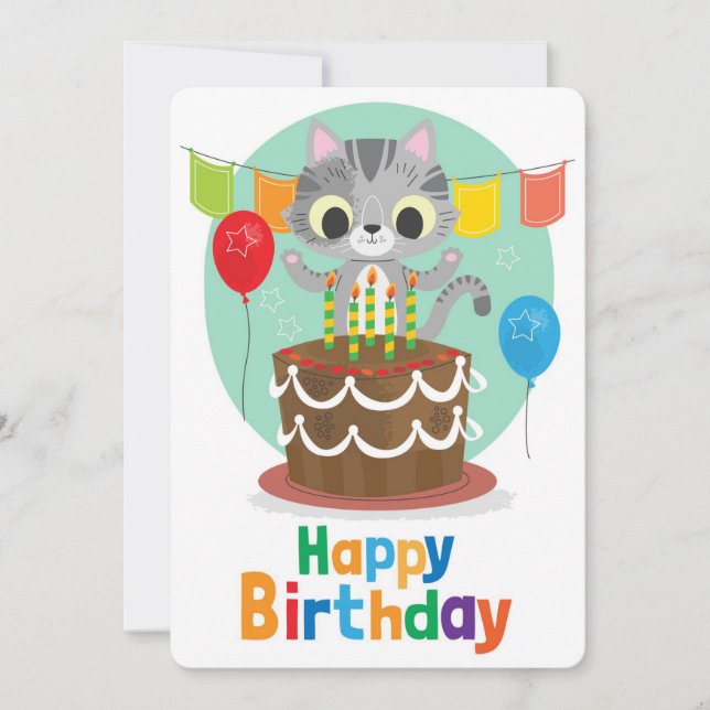 Festiva Tarjeta de vacaciones de cumpleaños feliz (Anverso)