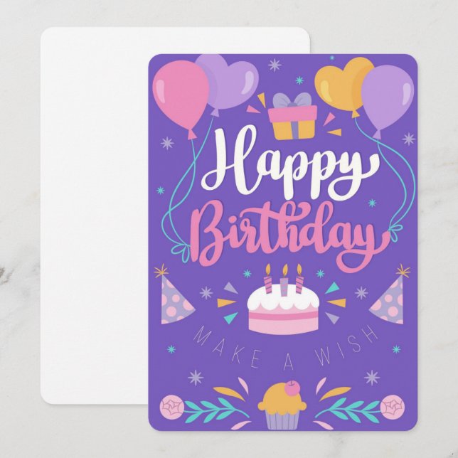 Festiva Tarjeta de vacaciones de cumpleaños feliz (Anverso / Reverso)
