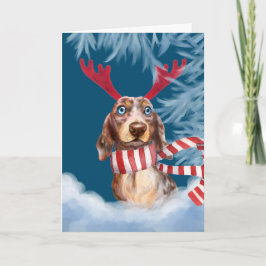 Festiva Tarjeta de vacaciones de Dachshund a través de la
