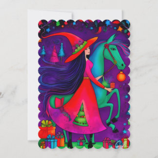Festiva Tarjeta de vacaciones de diseño 14 de La Bruja de 