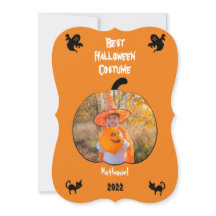 Tarjeta de vacaciones de disfraz de Halloween pers