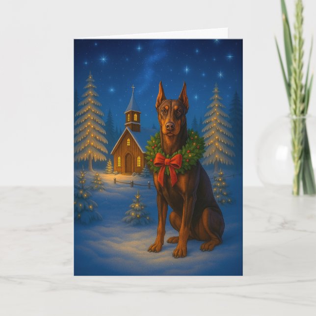 Festiva Tarjeta de vacaciones de Doberman Rojo (Anverso)
