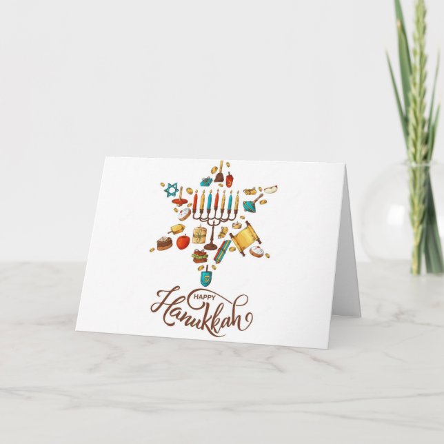 Festiva Tarjeta de vacaciones de Feliz Janucá (Anverso)