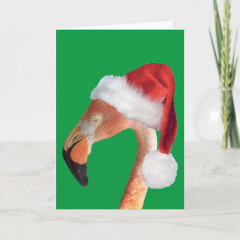 Festiva Tarjeta de vacaciones de flamenco rosa con sombrer