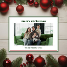 Tarjeta de vacaciones de foto con borde verde mini