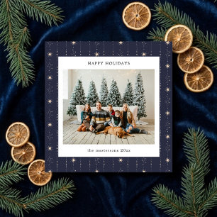 Festiva Tarjeta de vacaciones de foto con estrellas azules