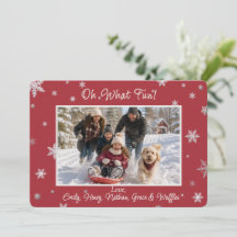 Tarjeta de vacaciones de foto de copo de nieve roj
