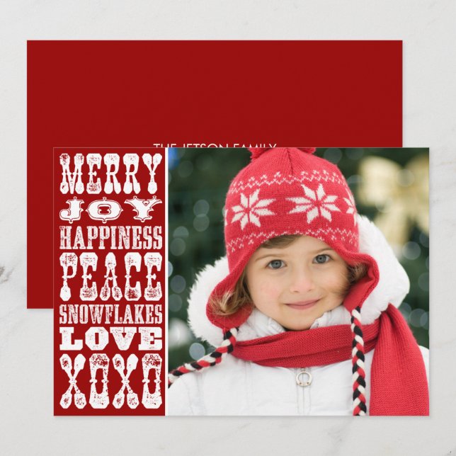 Festiva Tarjeta de vacaciones de foto de navidades (Anverso / Reverso)