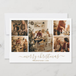 Festiva Tarjeta de vacaciones de foto de navidades (Oro)