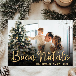 Festiva Tarjeta de vacaciones de foto moderna Buon Natale