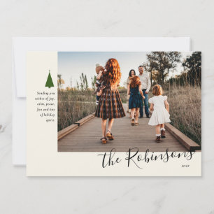 Festiva Tarjeta de vacaciones de foto única de árbol verde