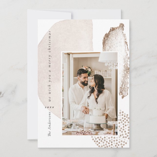 Festiva Tarjeta de vacaciones de fotografía geométrica mod (Anverso)