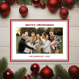 Festiva Tarjeta de vacaciones de fotos de borde rojo mínim
