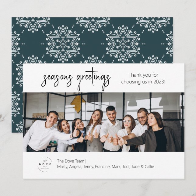 Festiva Tarjeta de vacaciones de fotos de equipo de negoci (Anverso / Reverso)